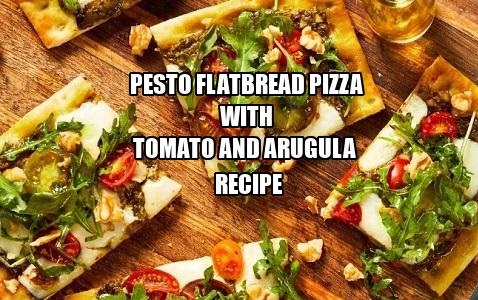 Pesto Flatbread Pizza with Tomato and Arugula Recipe